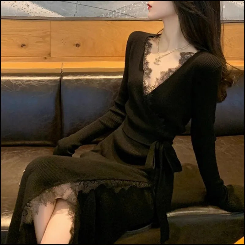Women's black slim fit skirt with a princess dress silhouette.