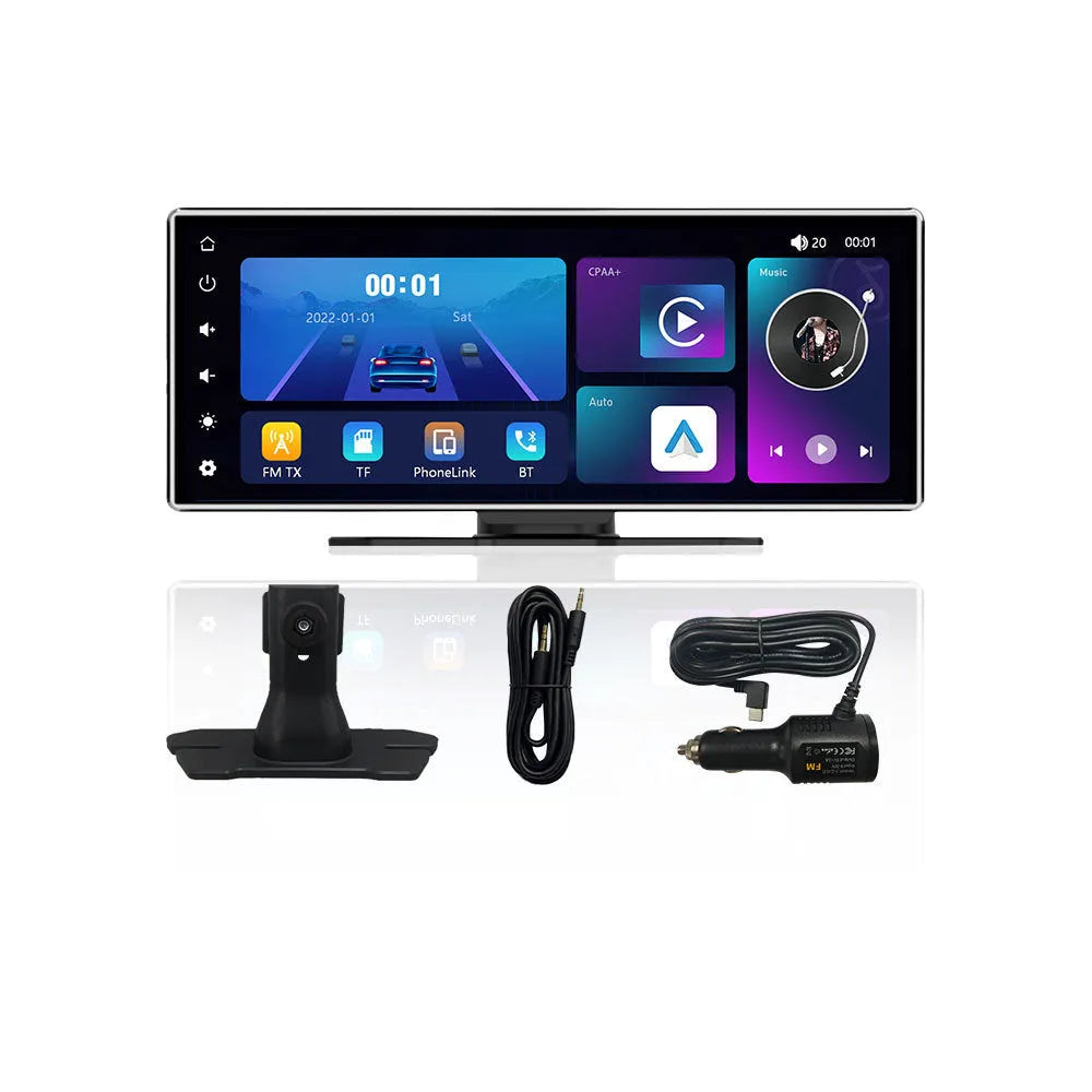 10.26 inch black plastic car LCD touch screen monitor with wireless connection and inverted image support