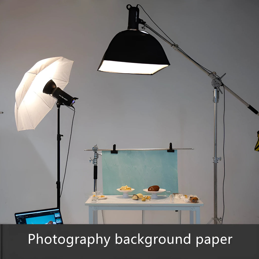 Double-sided marble texture photography background paper sheet showing two size options.