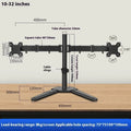 Dual-screen display riser base bracket with horizontal and vertical rotation, cold rolled steel construction, black base