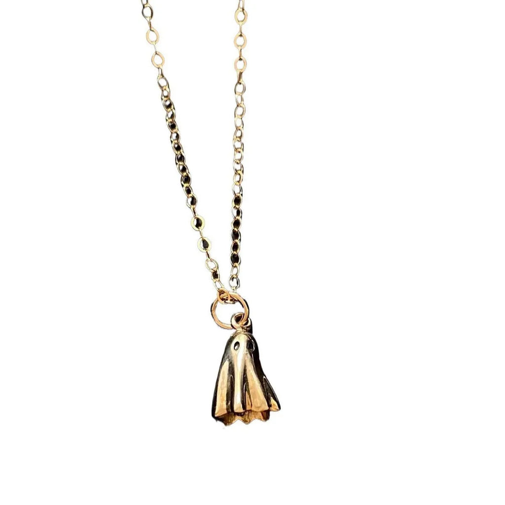 Stainless steel ghost pendant necklace with titanium steel charm on a choice of chains.
