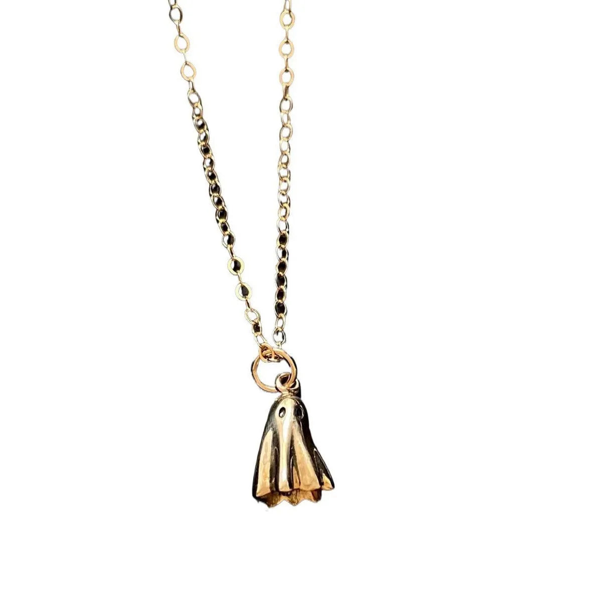 Stainless steel ghost pendant necklace with titanium steel charm on a choice of chains.