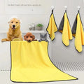 Yellow microfiber pet drying towel with hook, three sizes 30x60cm, 50x100cm, 70x140cm