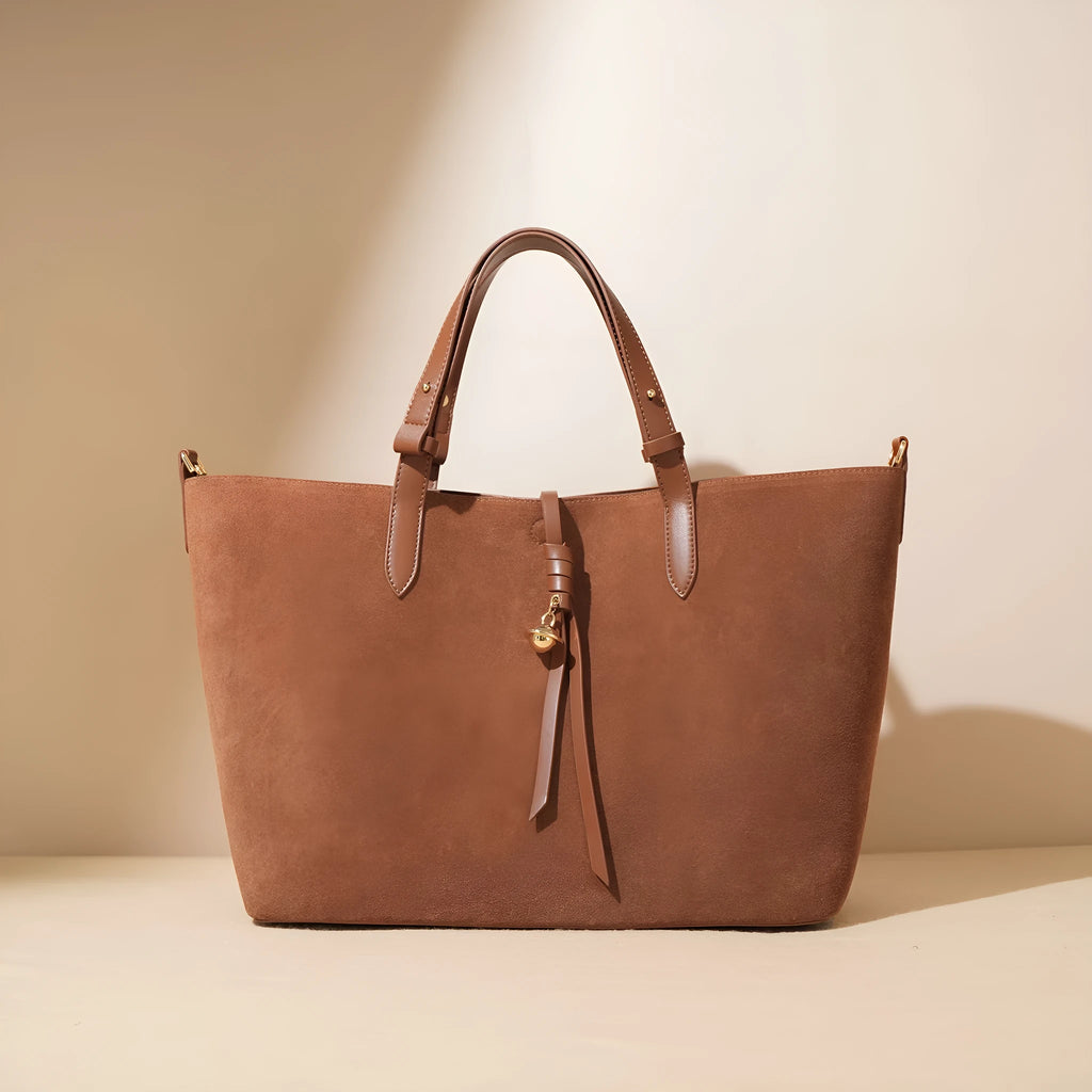 Maillard-style retro tote bag in olive green with document pocket and three-dimensional outer pocket