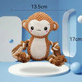 Lion and monkey plush squeaky dog toys showing size comparison