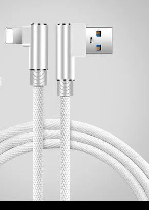 Double elbow fast charging data cable in black, USB interface, 1m length, for mobile gaming and charging