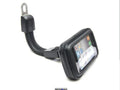 Waterproof bicycle phone holder mounted on handlebars with transparent touch screen window, three size options for 4.7 to 6.3 inch smartphones