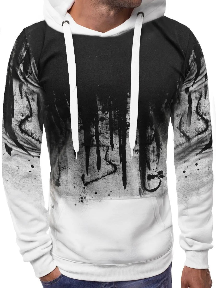 Men's hoodie sweater in grey, long sleeves, 90% polyester fibre, casual pullover style, sizes S to 3XL