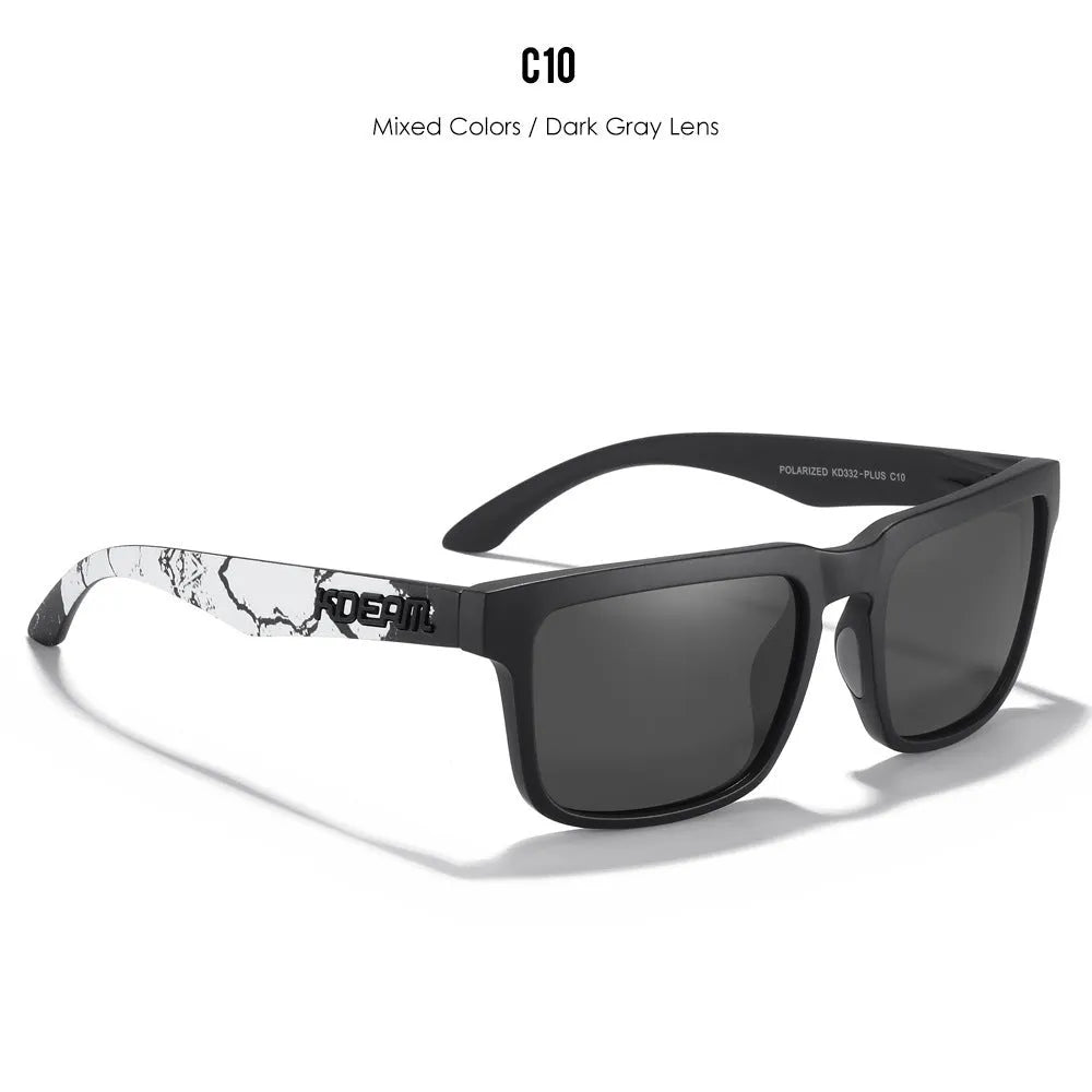 Square polarised sunglasses with TAC lenses and PC frame in multiple colour options