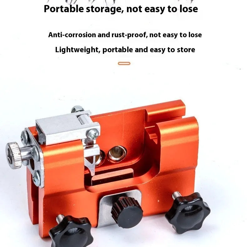 Hand-cranked chain sharpener with silicon carbide grinding head, handle diameter 6, for manual chainsaw chain sharpening