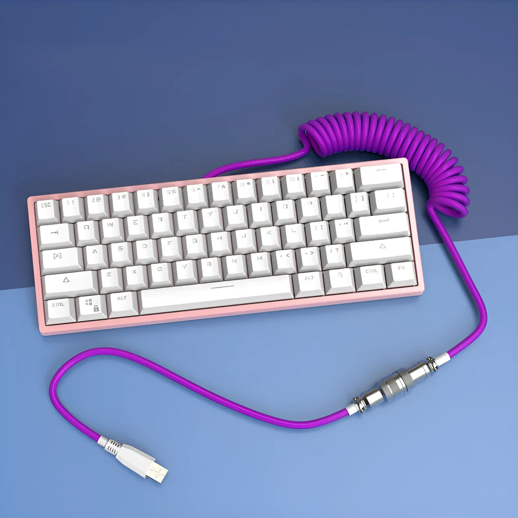 Type-C detachable mechanical keyboard cable with USB and USB-C connectors in five colour options