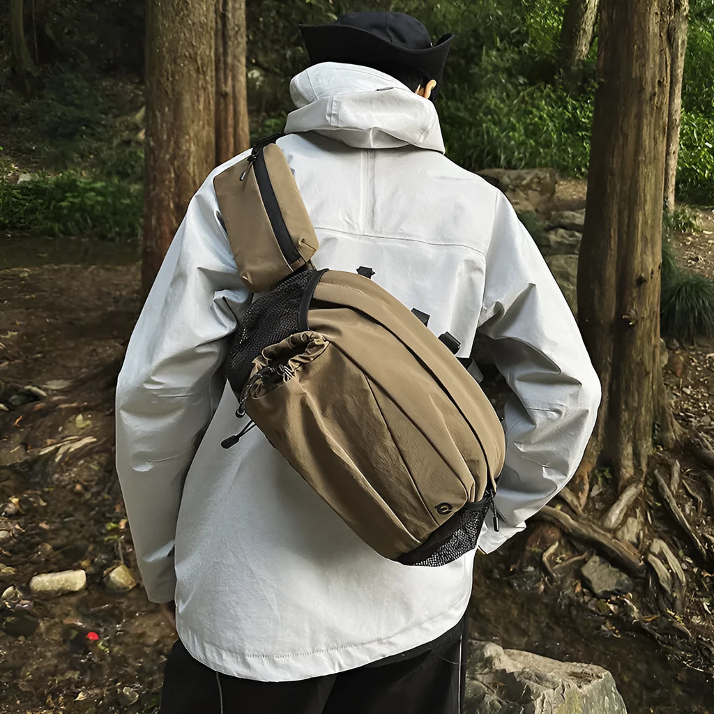Unisex nylon backpack with detachable waist bag in five colour options