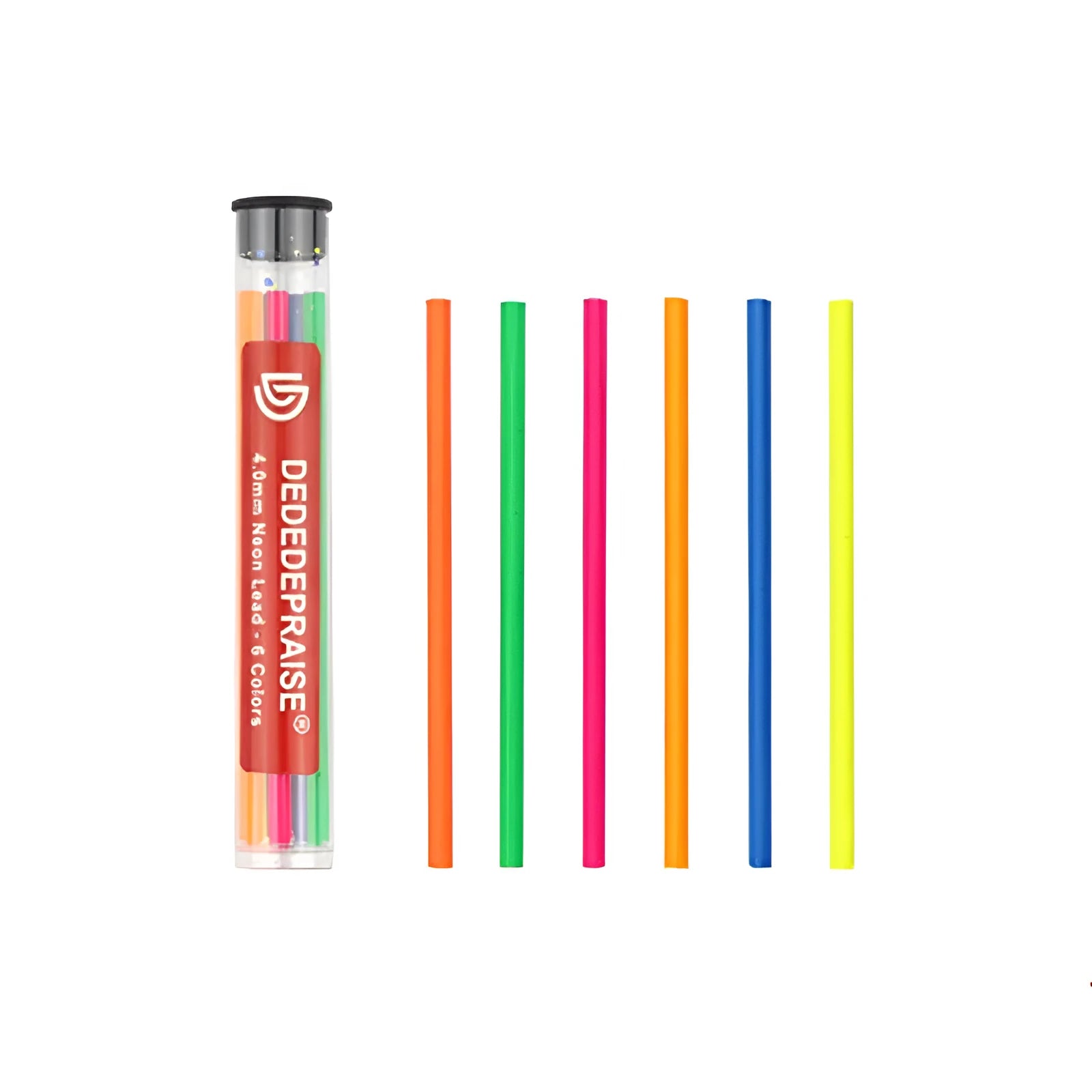 Set of six mechanical drawing pencils with 4.0mm coloured leads in plastic barrels