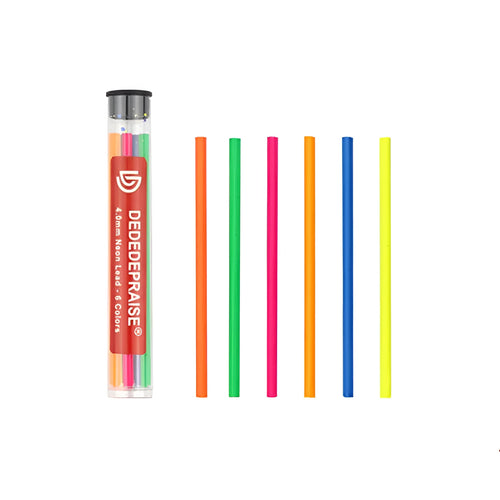 4.0mm mechanical drawing pencil with six tubes of coloured lead refills in blue green orange yellow rose red orange red