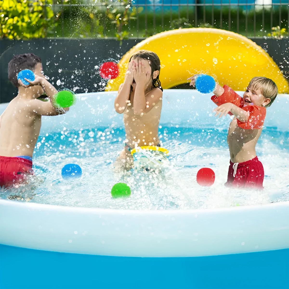 Reusable water polo outdoor toy balls, 5cm polypropylene, shown in ten colours