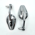 Pair of aluminium alloy retro motorcycle mirrors in black finish mounted on handlebars