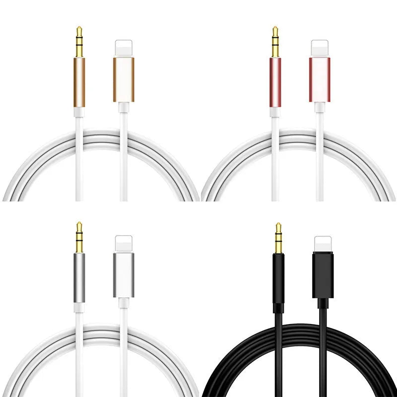 1m gold-plated mobile phone audio cable with all-metal shell in black colour