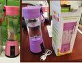 Pink portable USB blender with 380ml cup and automatic cleaning function