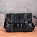 Black Korean style men's commuter backpack with decorative stitching and anti-theft features