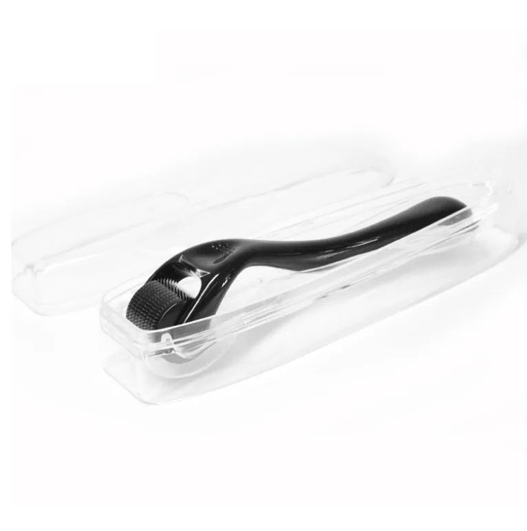 Black 540 microneedle beard roller with 304 stainless steel needles, 16.5 x 4.5 x 4cm, 90g, PC handle