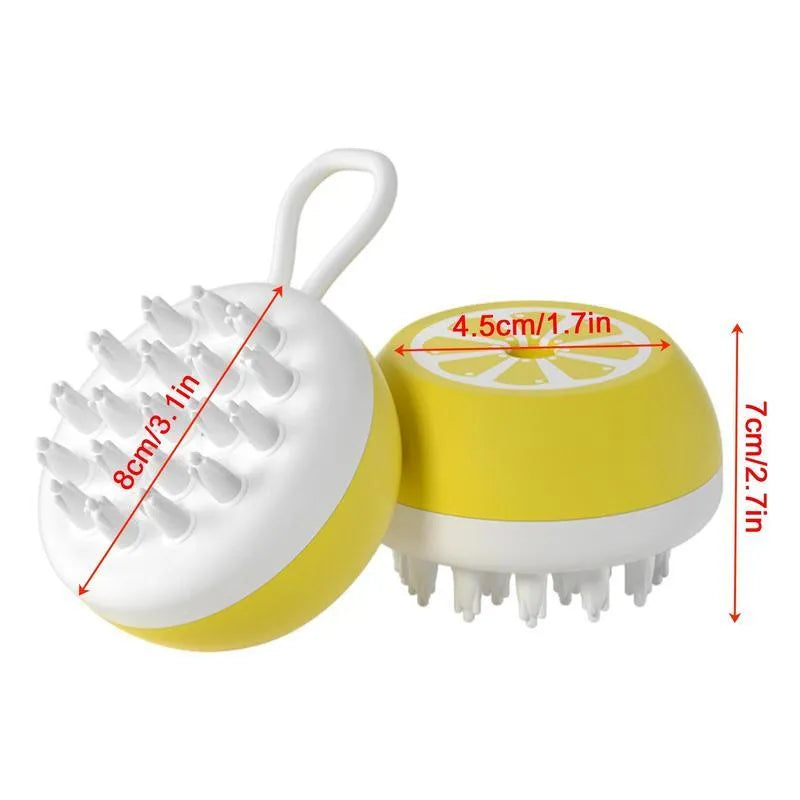 3-in-1 dog shampoo brush with silicone massage points and double-sided scrubbing head