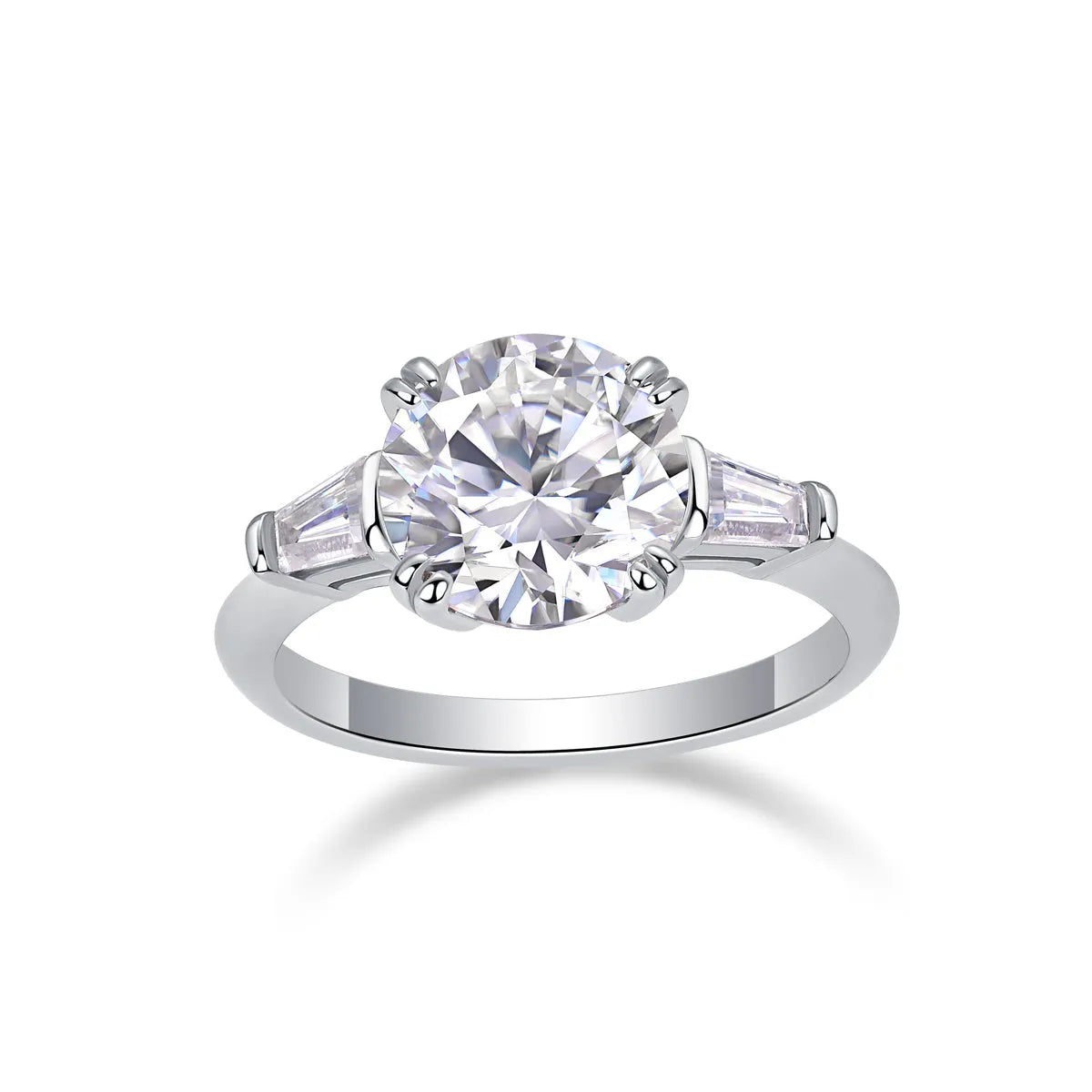 3-carat octagonal moissanite wedding ring set in S925 silver with platinum plating on white background
