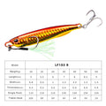 Luya metal submerged tossing lure with treble hook and iron plate in multiple weight options from 10g to 60g