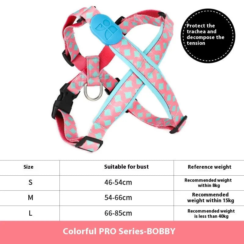 X-type pet traction walking dog chest strap made from nylon, available in multiple colours and sizes S M L