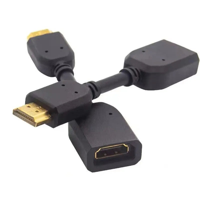 Black 10cm male to female HDMI extension cable with gold plated plug for Chromecast TV stick