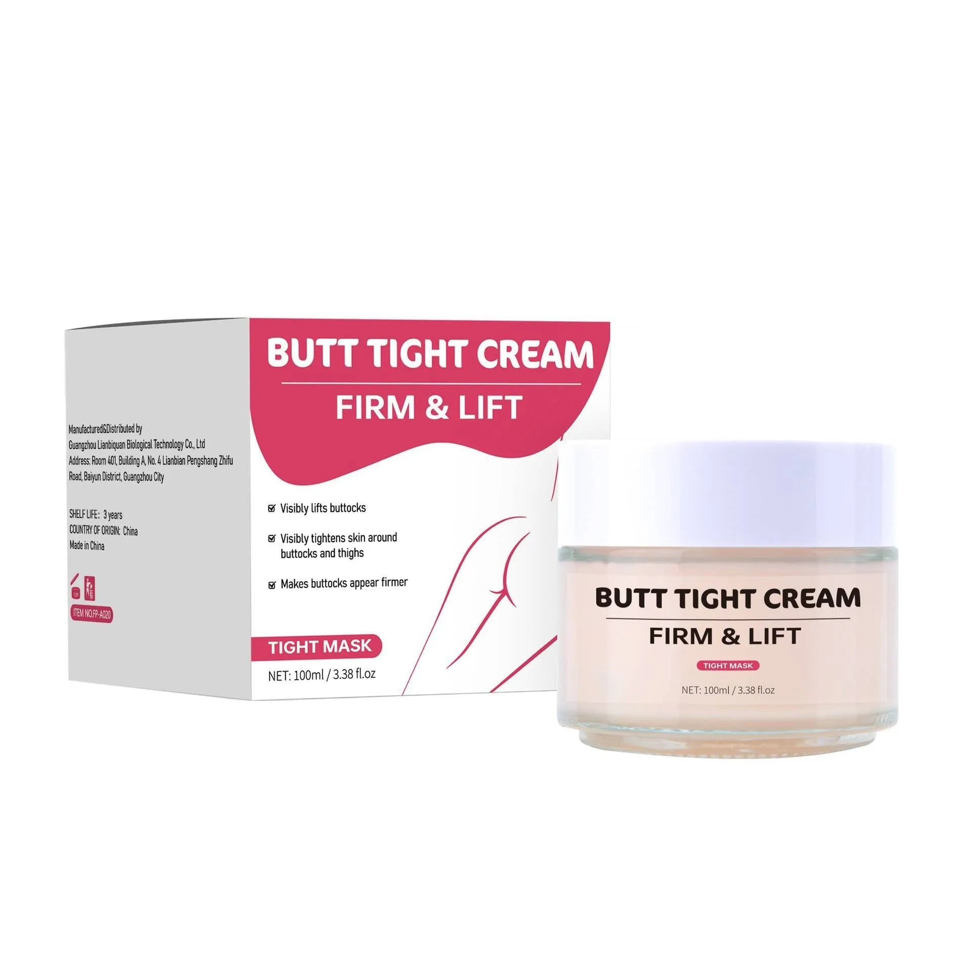 100ml hip tightening cream container with FP-A020 specification for targeted skin firming application