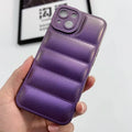Laser blue silicone down jacket textured phone case with frosted finish for iPhone