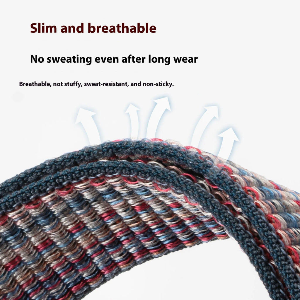 Nylon woven sports bracelet strap in obsidian black for Whoop 4.0 and 5.0, 22mm width with Velcro closure