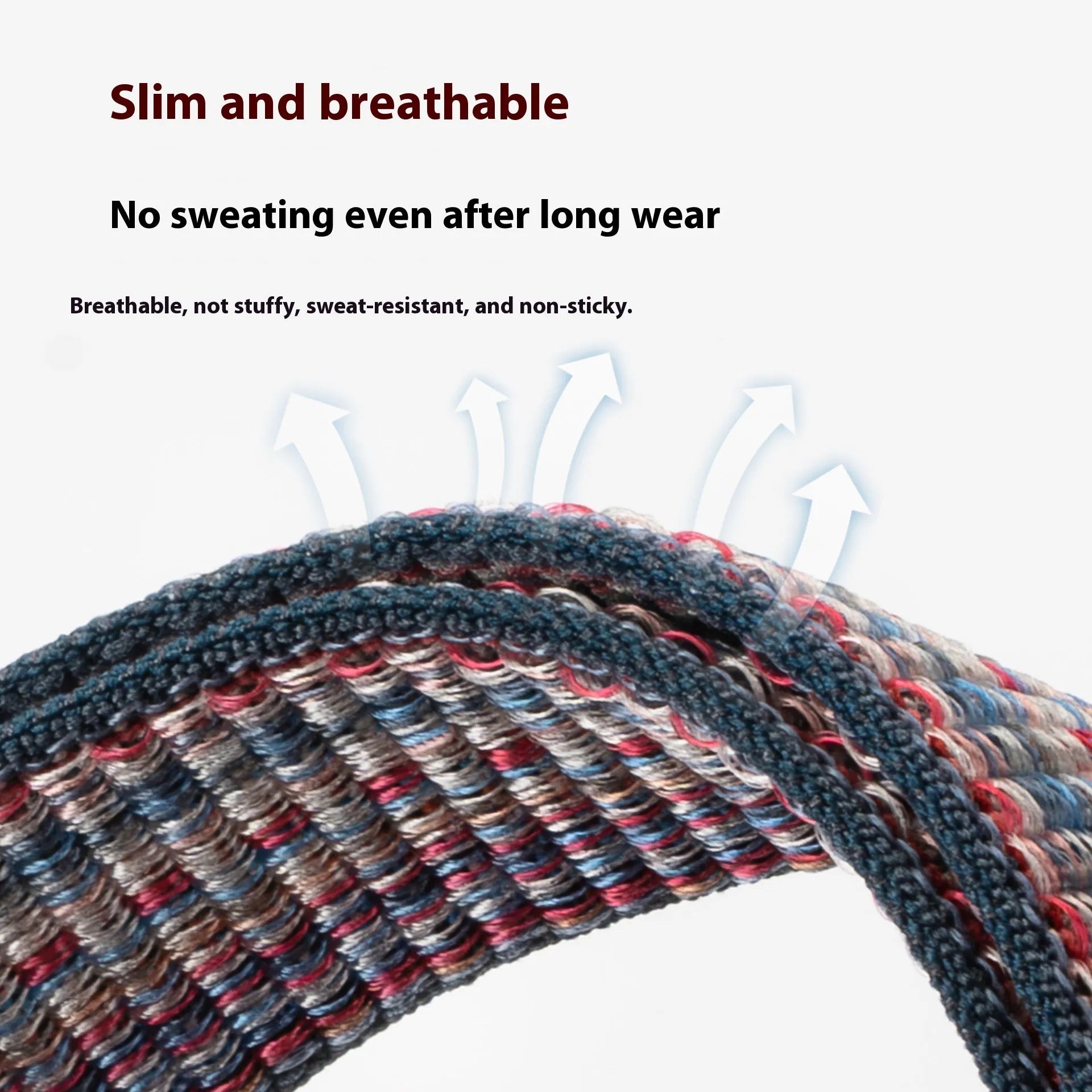 Nylon woven sports bracelet strap in obsidian black for Whoop 4.0 and 5.0, 22mm width with Velcro closure