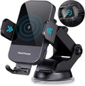 Black 15W fast wireless car charging stand with multiple mounting options