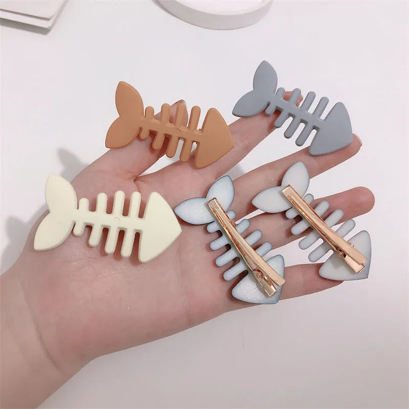 Fishbone pattern barrette hair clip in neutral colour options for side bangs styling