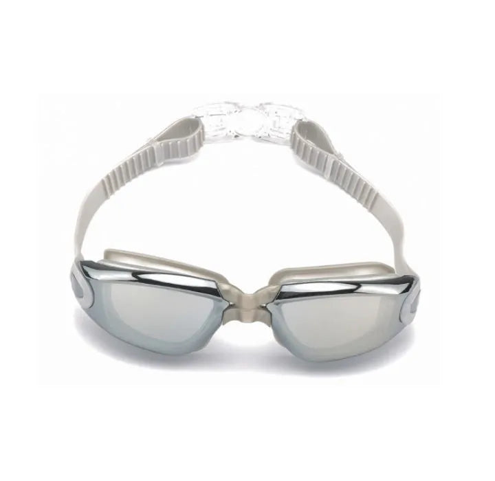 Swimming goggles with polycarbonate PC anti-fog lens and silicone strap in blue