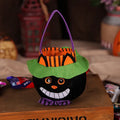 Halloween candy bag with pumpkin pattern, 16cm square size with handle for trick-or-treating