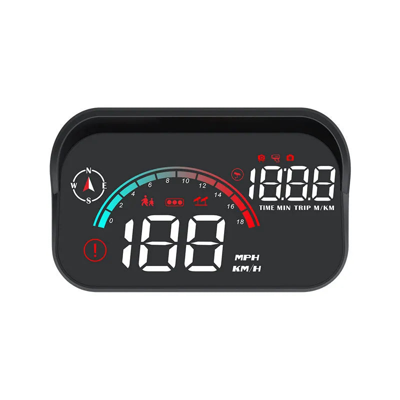 Black universal car head-up display GPS speed projector with USB cable for dashboard mounting