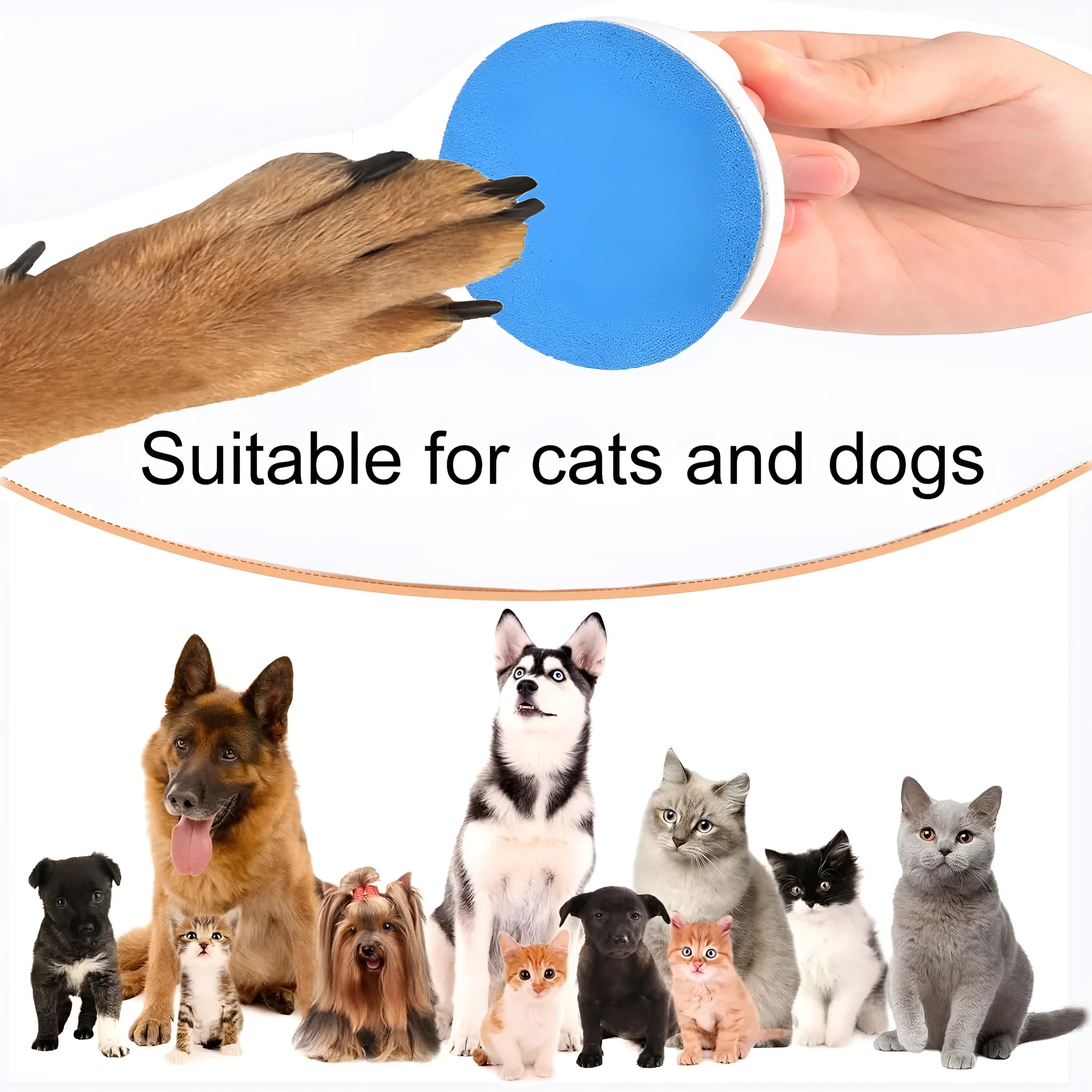 A square, handheld dog nail scratch board with an ergonomic handle, shown in a choice of blue, green, yellow, or black.