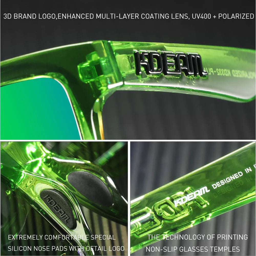 Square polarised sunglasses with TAC lenses and PC frame in multiple colour options