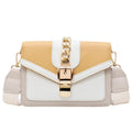 Women's PU shoulder chain bag in horizontal square shape, small square messenger bag with chain strap