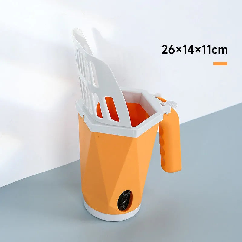 Self-cleaning cat litter scoop in grey, 26x14x11cm PP material, suitable for all cat litter types