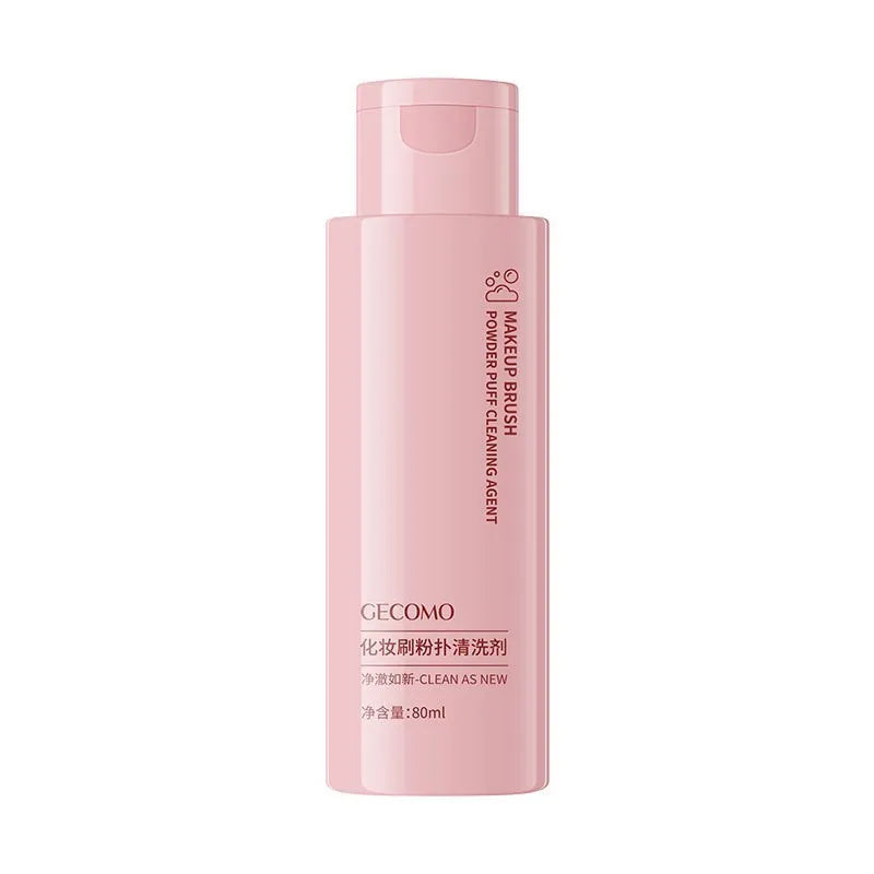 Makeup brush cleaner kit with 80ml detergent spray and 75ml wash-free spray bottle for beauty sponges.