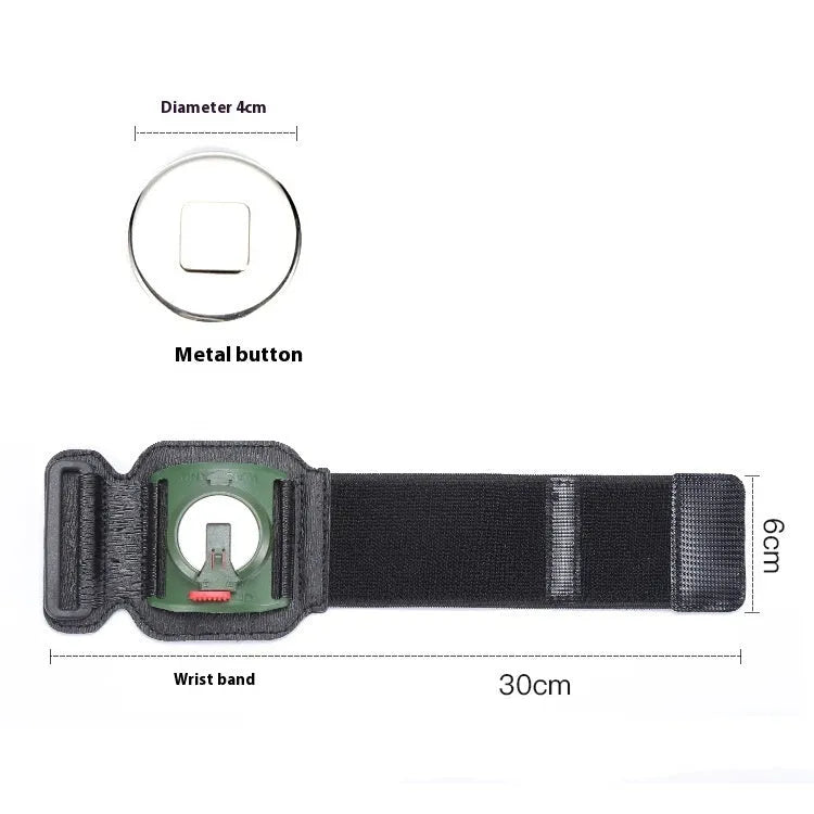 Black mobile phone armband wrist strap for takeaway delivery and sports.