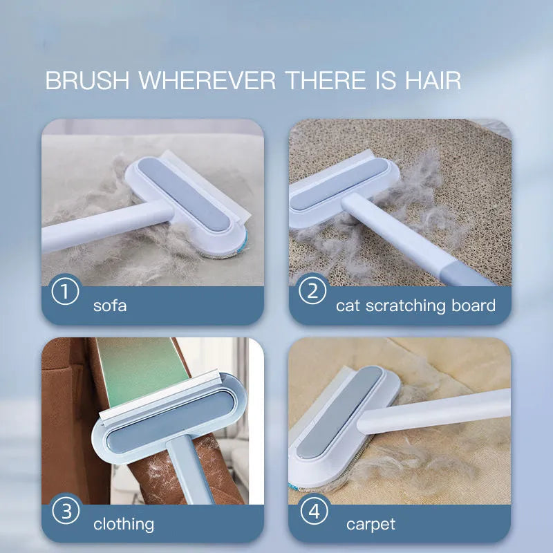 Multifunctional 4-in-1 pet hair removal brush cleaner for window screens, clothes and tiles with flannel surface