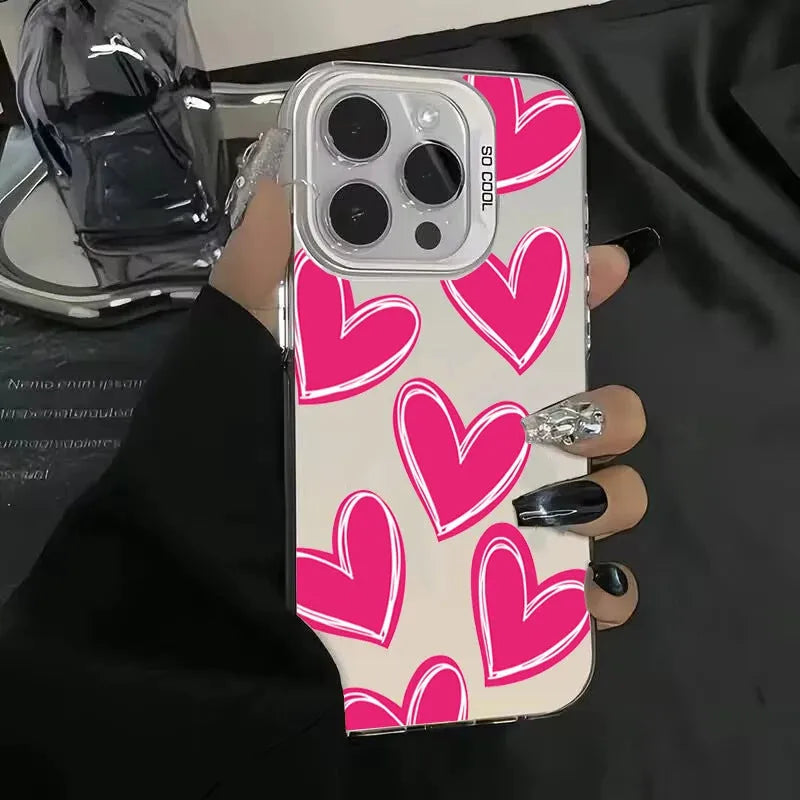 Heart laser mobile phone shell for Apple iPhone in assorted colours with anti-wear and anti-fall design.