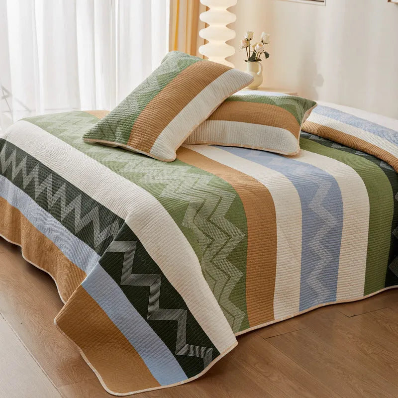 Pure cotton printed bed sheet set in modern simple style with reactive dyed patterns