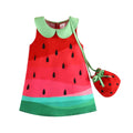 Girls fruit printed sleeveless dress in cartoon pattern, polyester fibre, available in sizes 6 months to 3 years