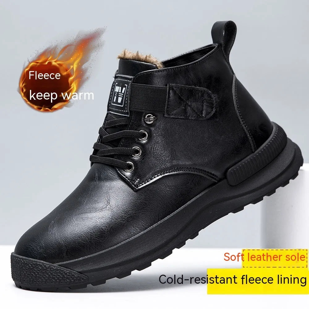 Martin Boots high-top platform boots with velvet-like artificial PU upper in black and brown colours