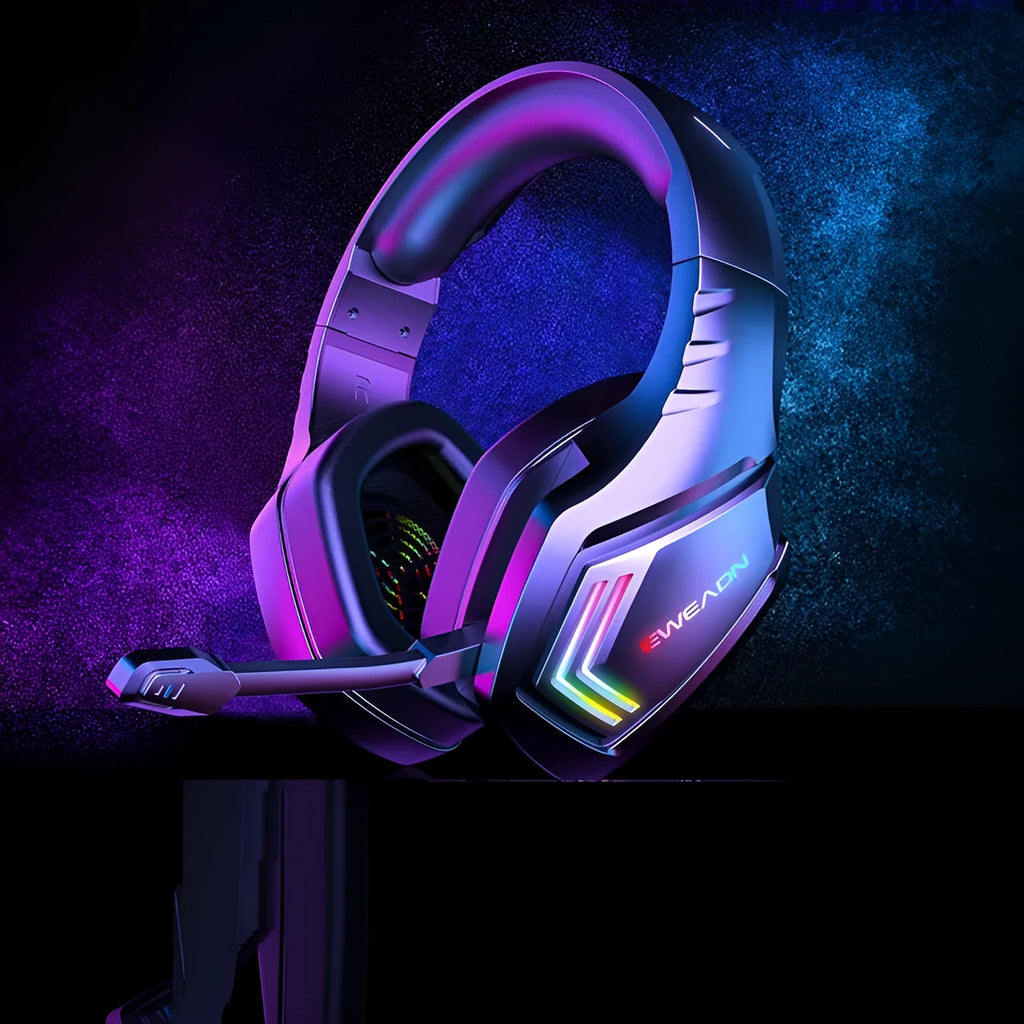 Black RGB version wireless Bluetooth headset with noise reduction and 20m range
